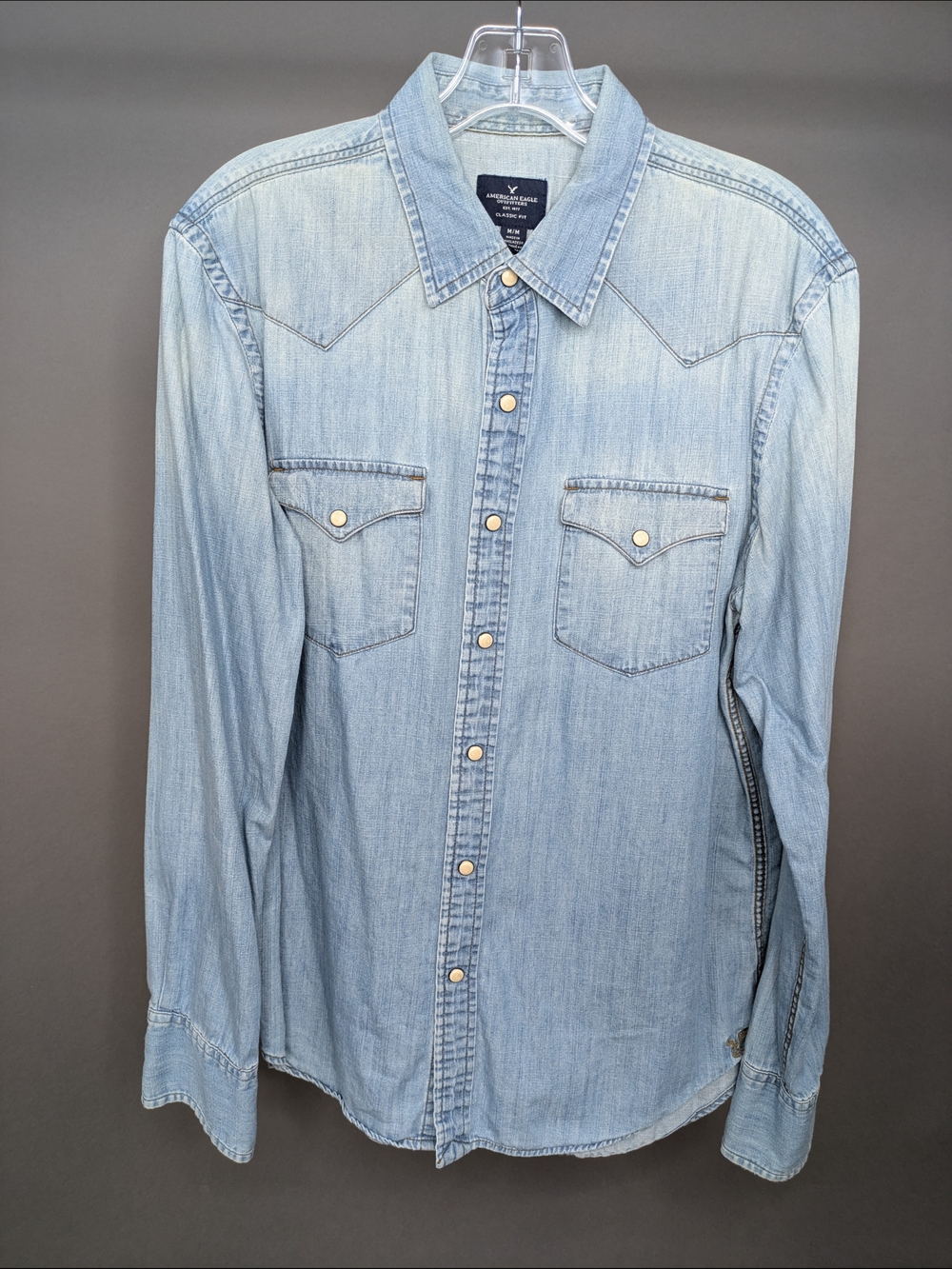American Eagle Outfitters Light Blue Denim Western Shirt